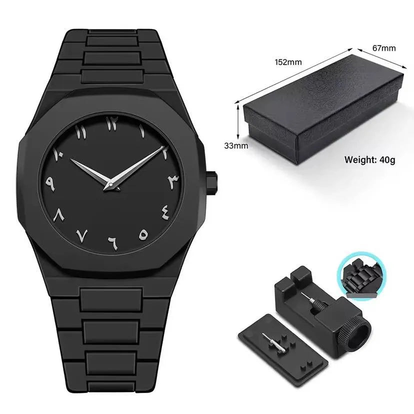 Matt Black Arabic Watch